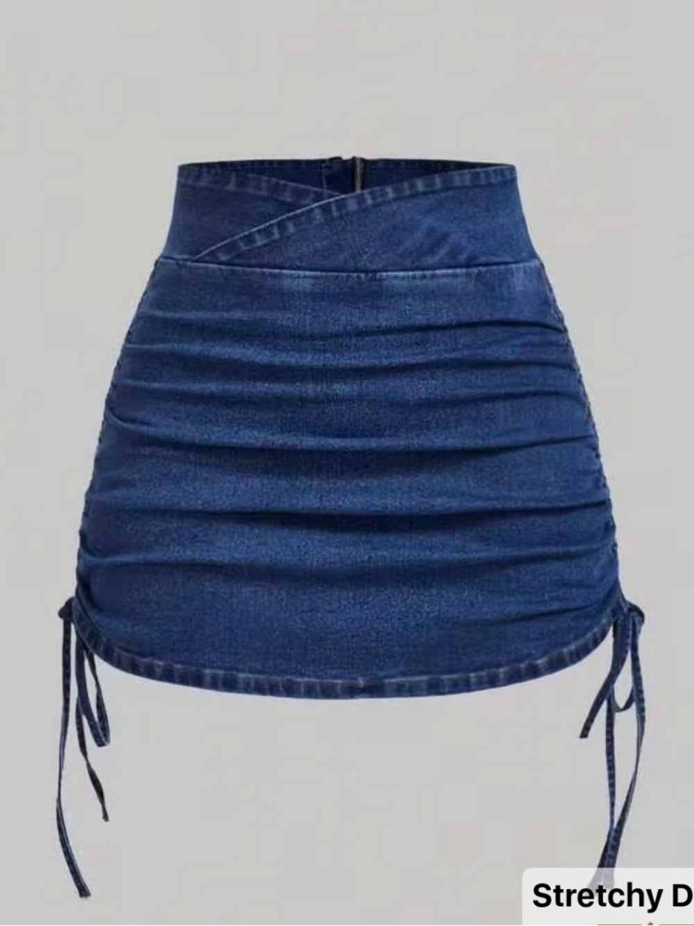 SHEIN Dark Blue Ruched Crossover Waist Mini Skirt